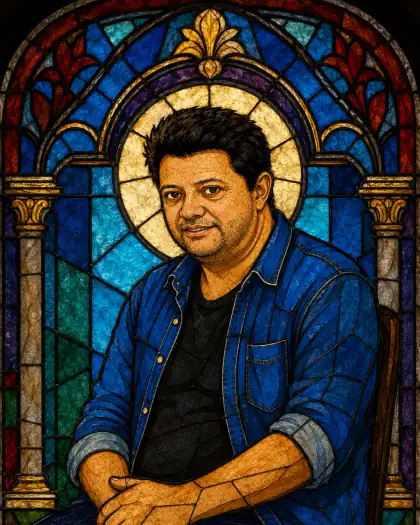 Carta Lola Vitral em estilo de vitral de igreja.